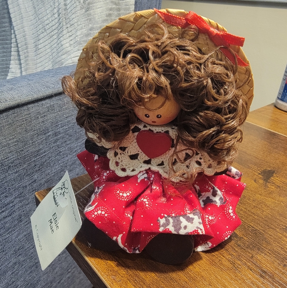 Red and Brown Doll with Heart Dress